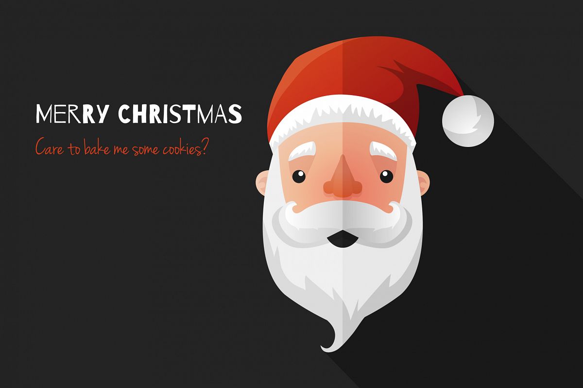 Flat Design Santa Claus Face. Icon. Greeting Card. example image 1