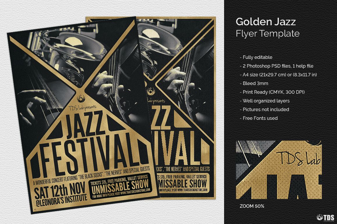 Golden Jazz Flyer Template example image 1