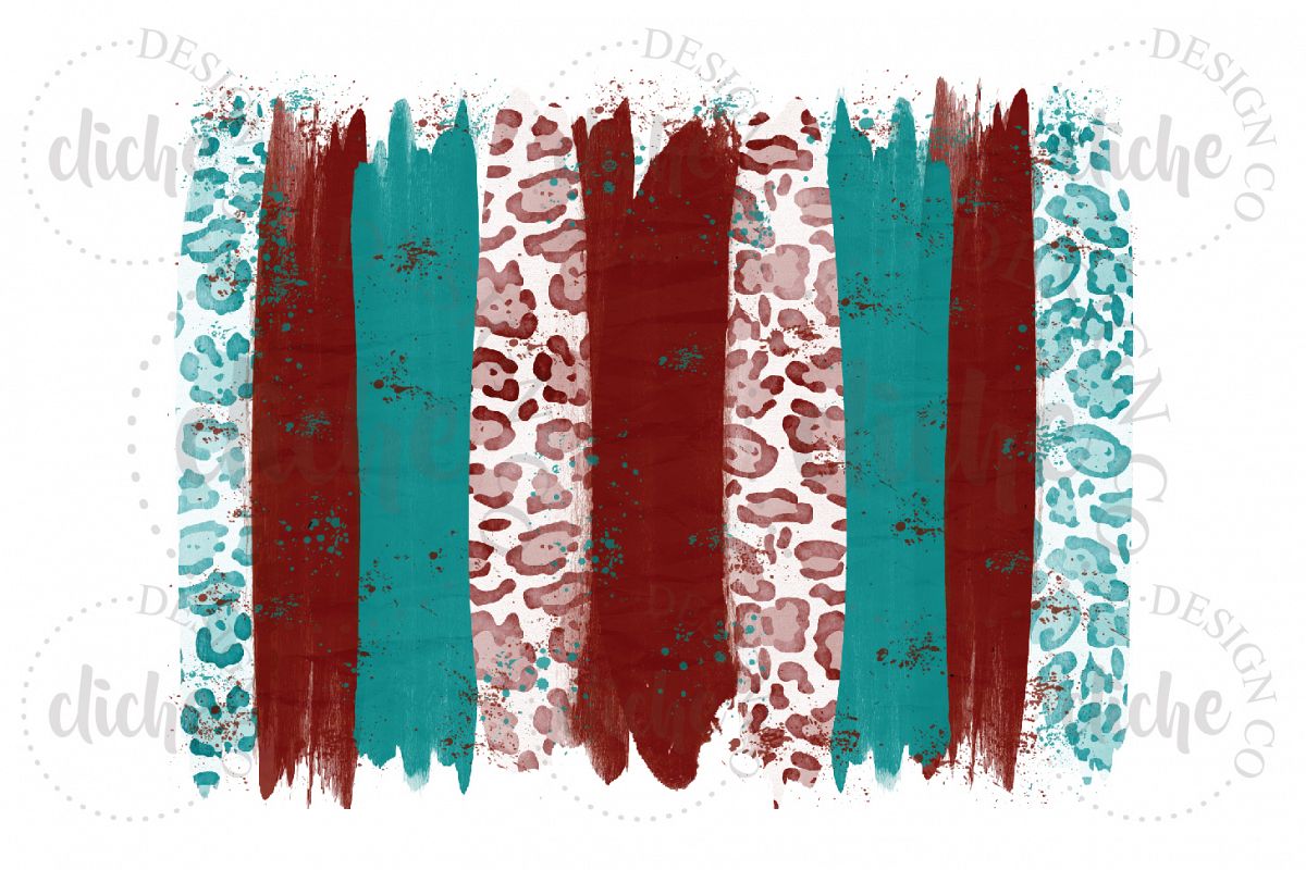 Red Teal Paint Stroke Sublimation Design Background example image 1