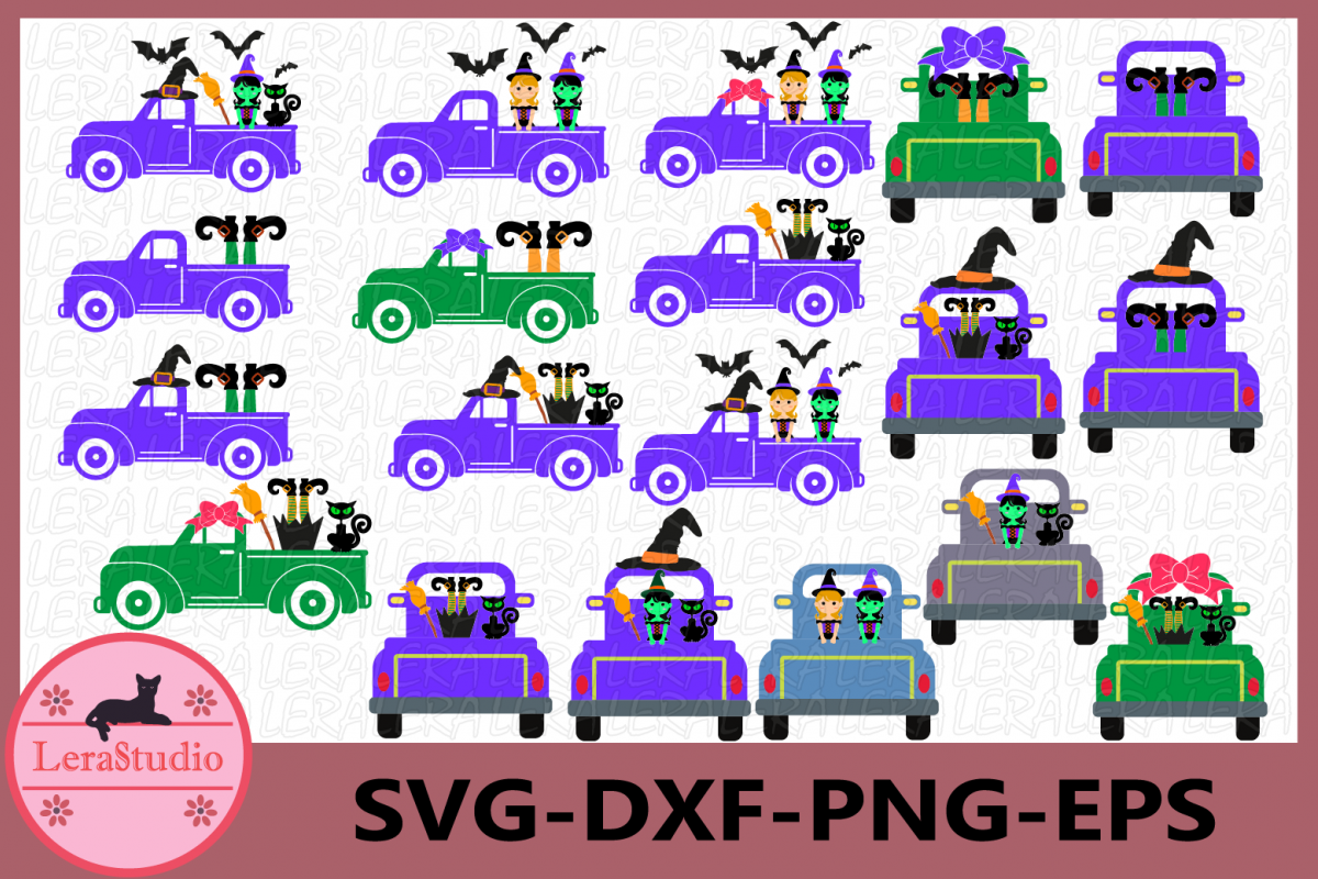 Halloween SVG, Halloween Truck Svg, Witch SVG, ClipArt example image 1
