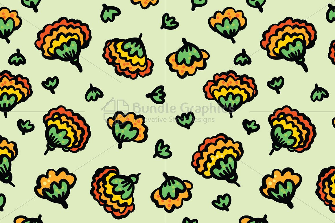 Marigold Flowers - Beautiful Genda Flower Seamless Background example image 1
