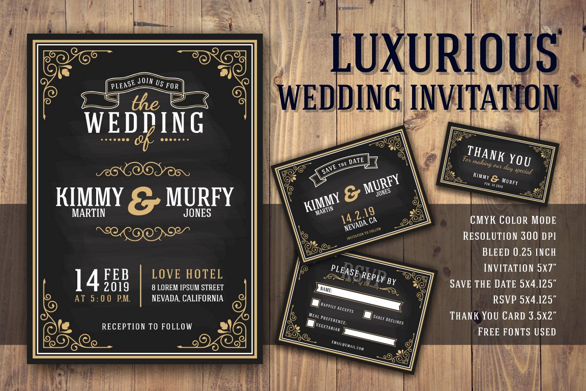 Luxurious Wedding Invitation Card Template example image 1