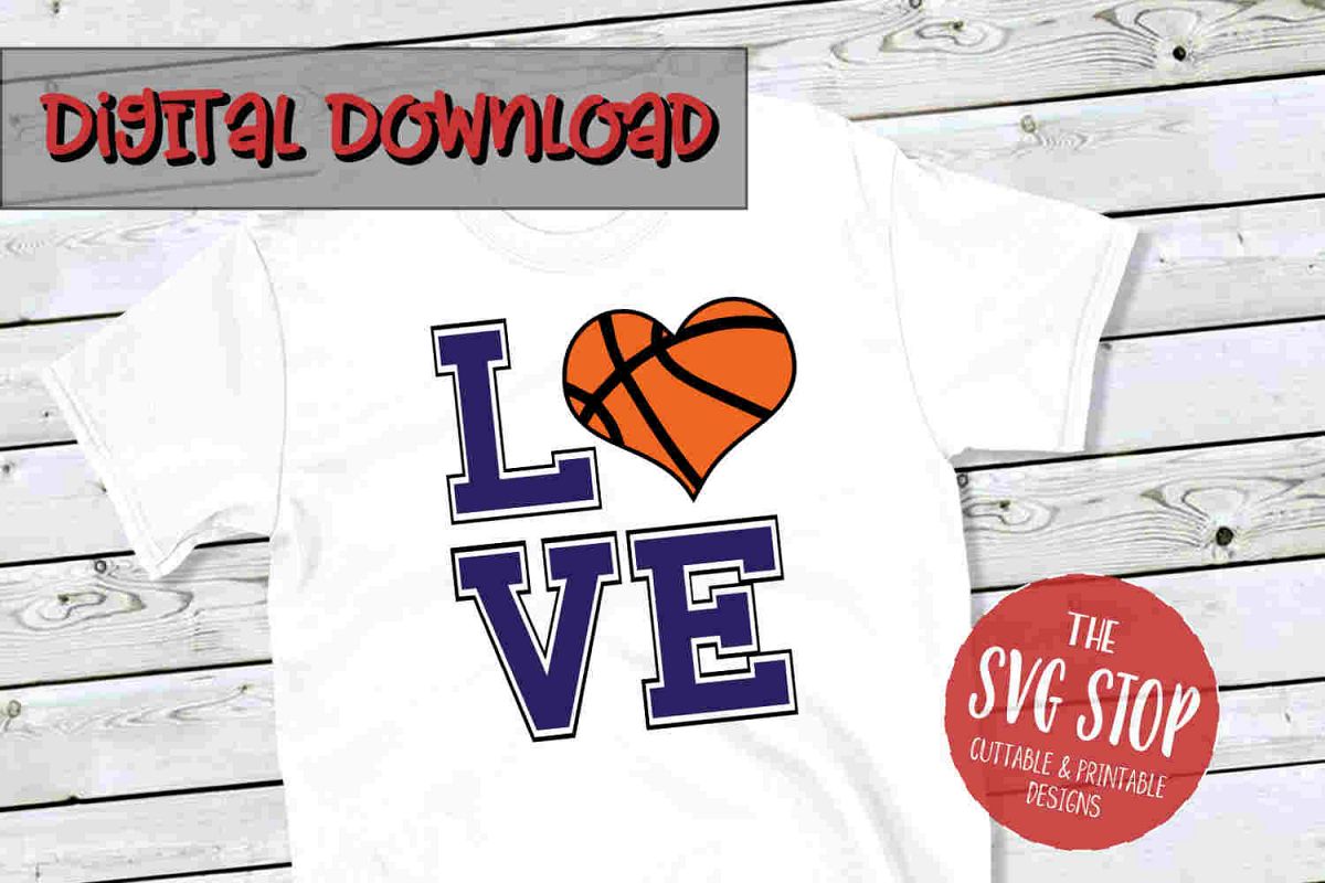 Love Heart Basketball-SVG, PNG, DXF example image 1