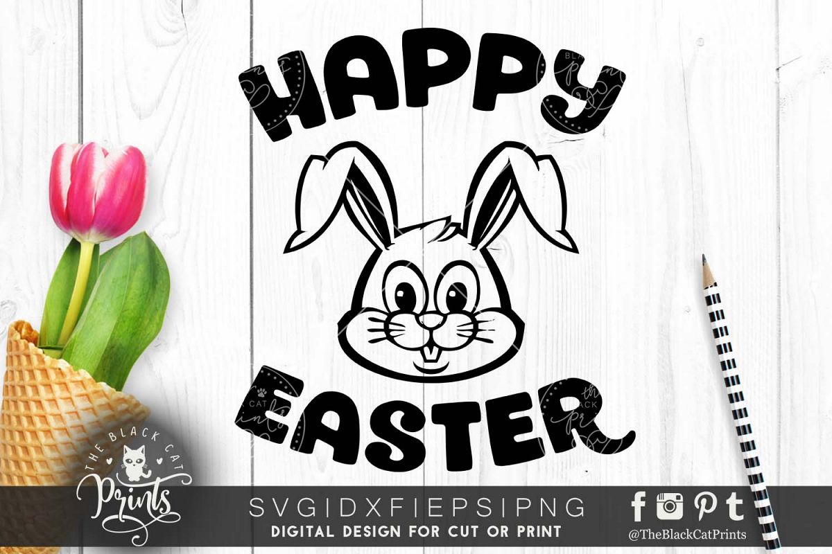 Happy Easter bunny SVG DXF EPS PNG example image 1
