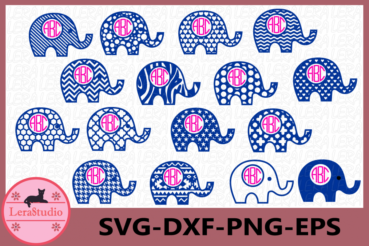 Elephant Monogram SVG, Elephant SVG File, Elephant Pattern (228430
