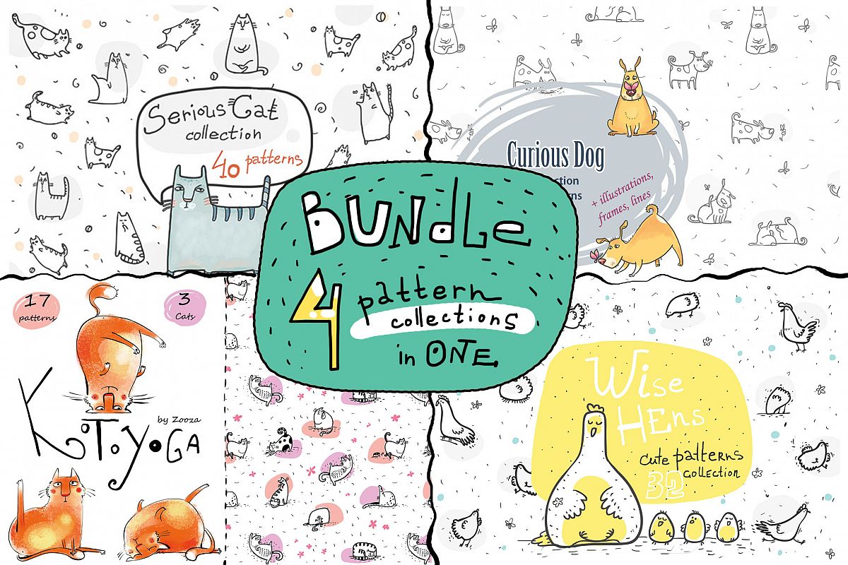 BUNDLE - 4 collections in 1 - patterns, prints example image 1