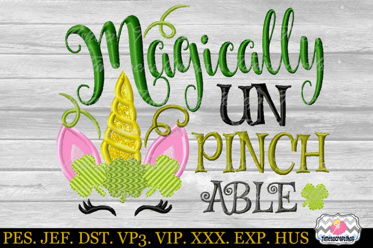 St Patricks Day Unicorn Magically Unpinchable Embroidery example image 1