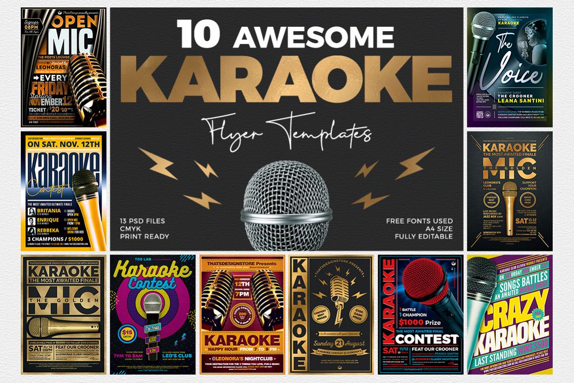 10 Karaoke Flyer Bundle example image 1