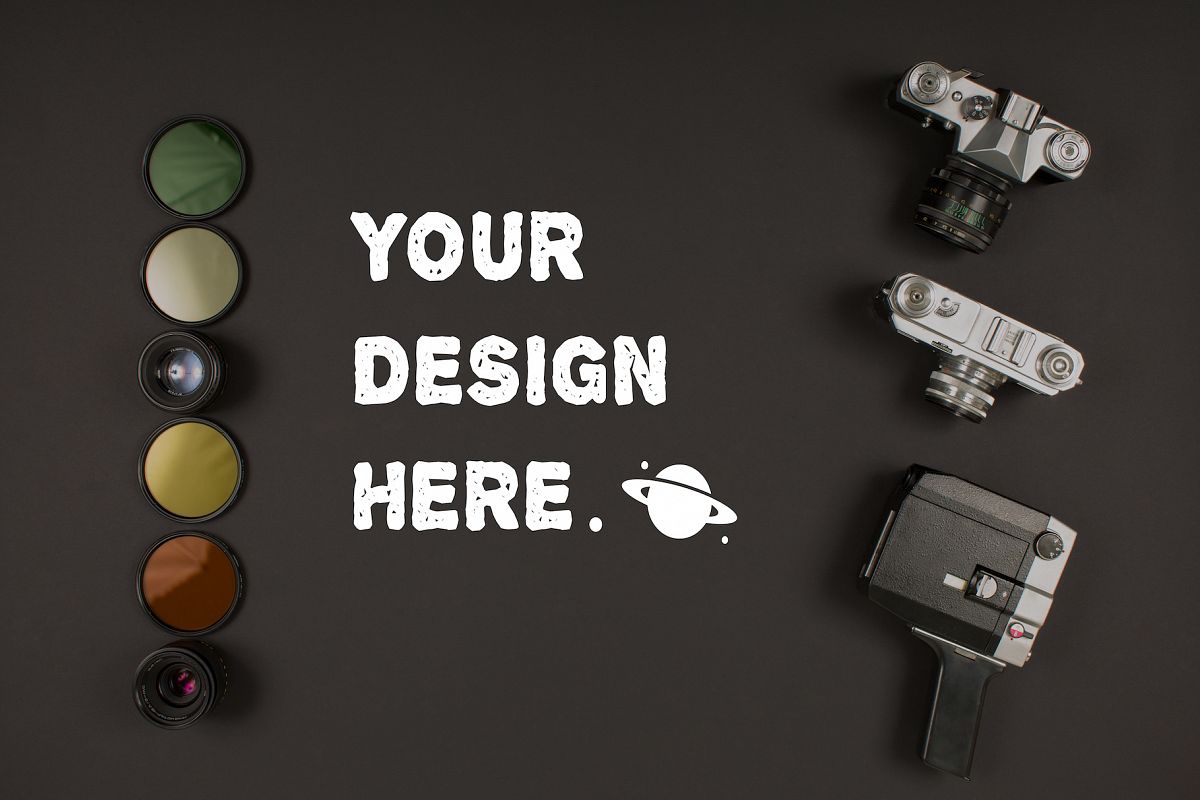 Camera equipment on black background example image 1
