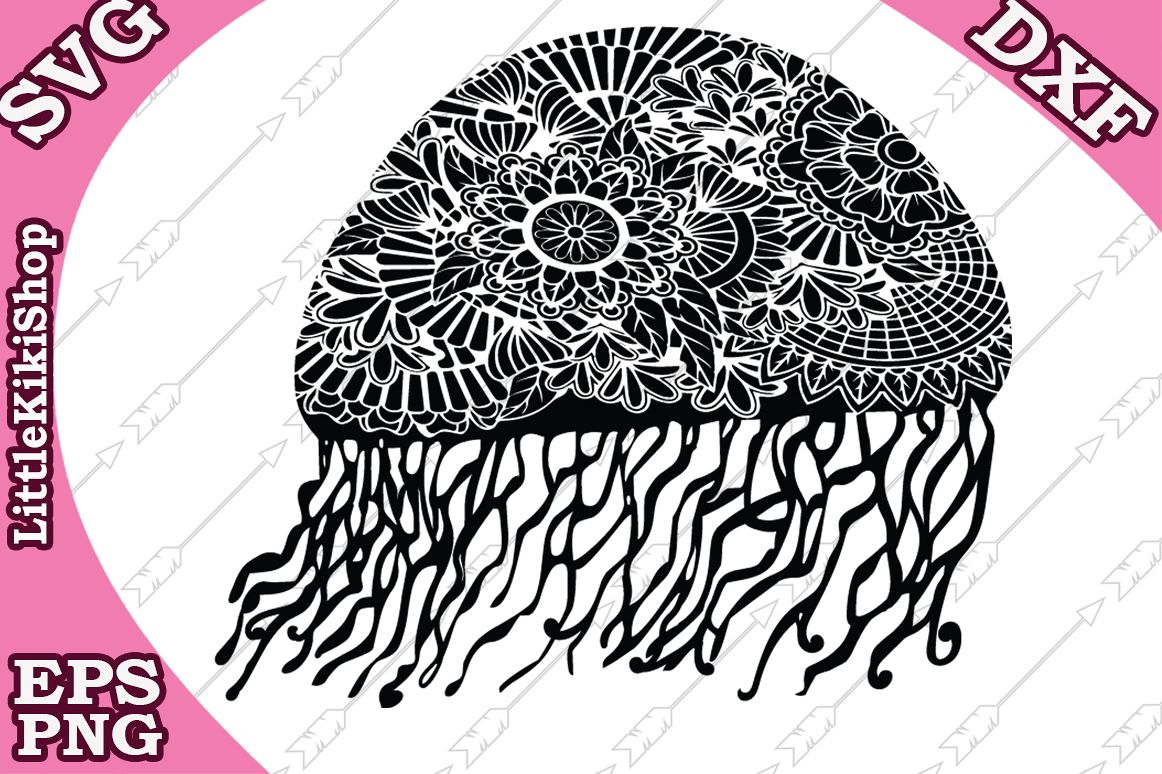 Zentangle Jellyfish Svg,Mandala Jellyfish Svg, Zentangle Svg example image 1