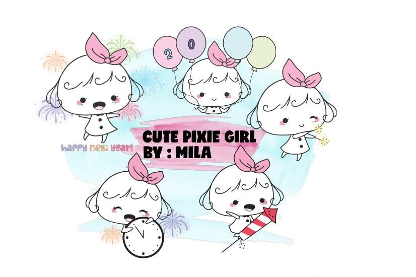 KAWAII GIRL CLIPART BUNDLE PNG example image 1