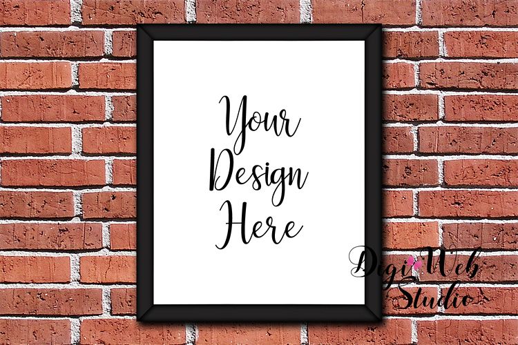 Black Sign Mockup - Black Frame on Red Brick example image 1
