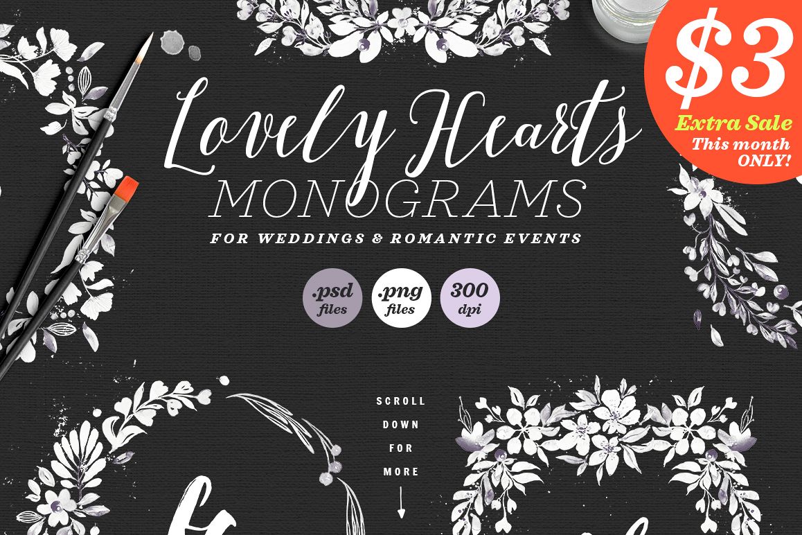 Lovely Hearts Monograms V example image 1