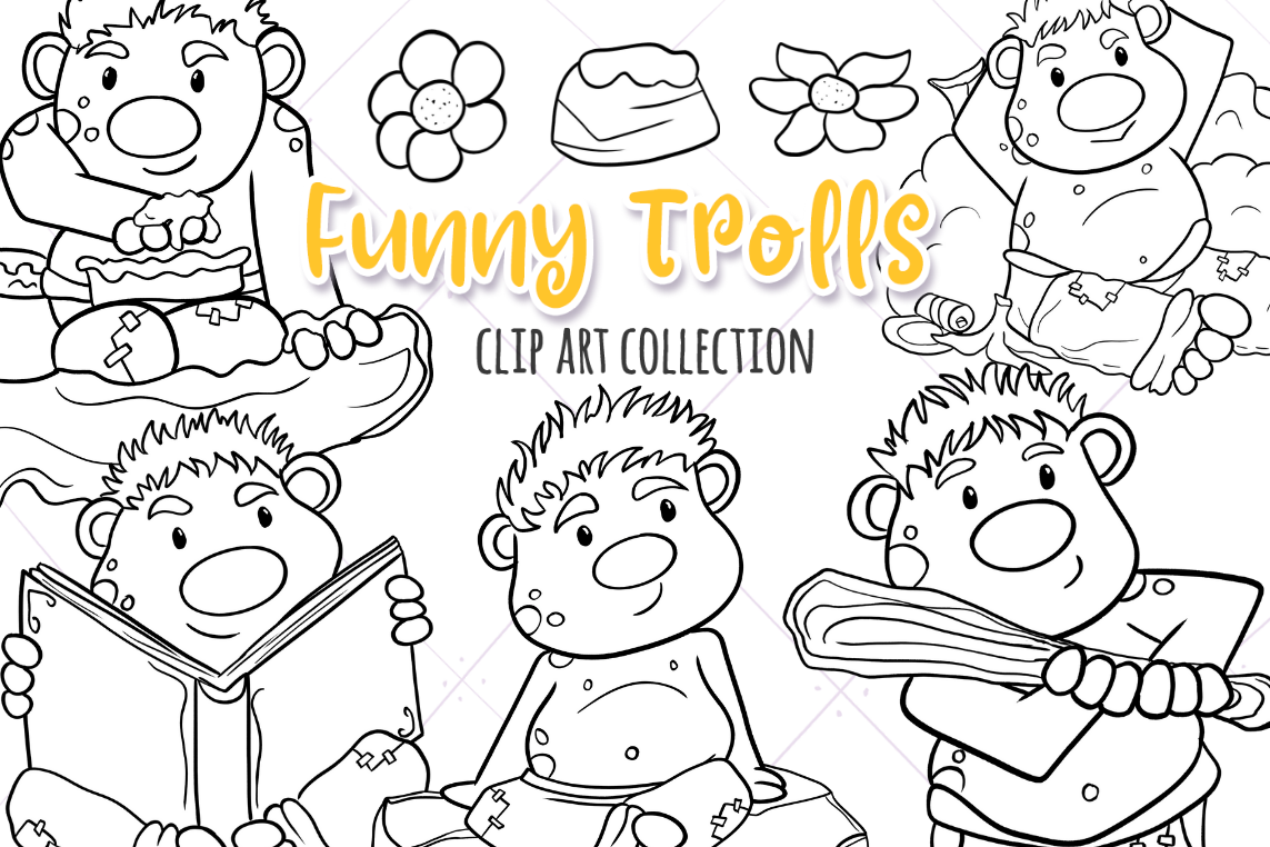 Funny Trolls Digital Stamps example image 1