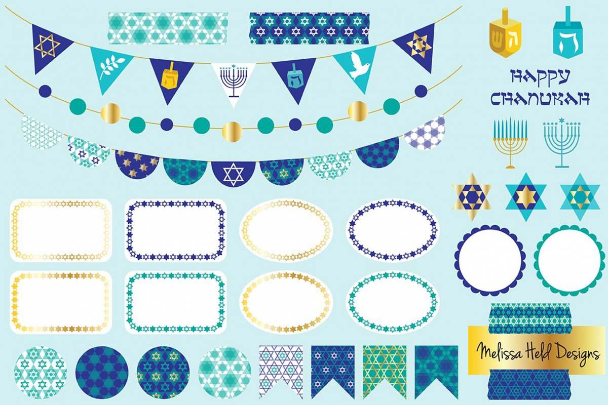 Chanukah Bunting and Labels Clipart example image 1
