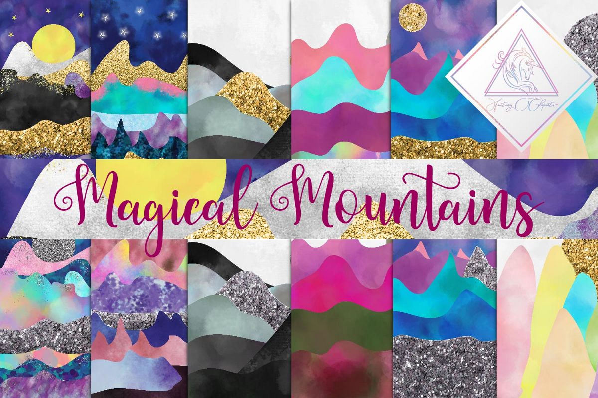 Magical Mountains Digital Paper example image 1