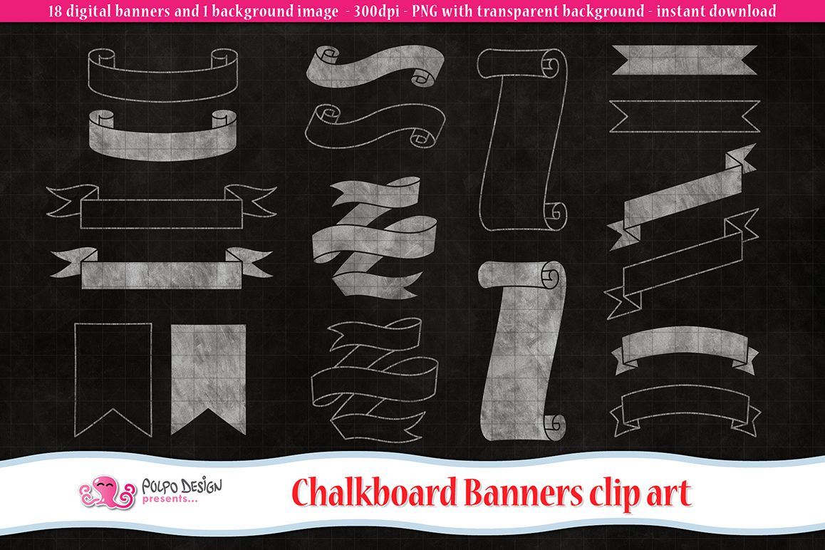 Chalkboard banners clip art