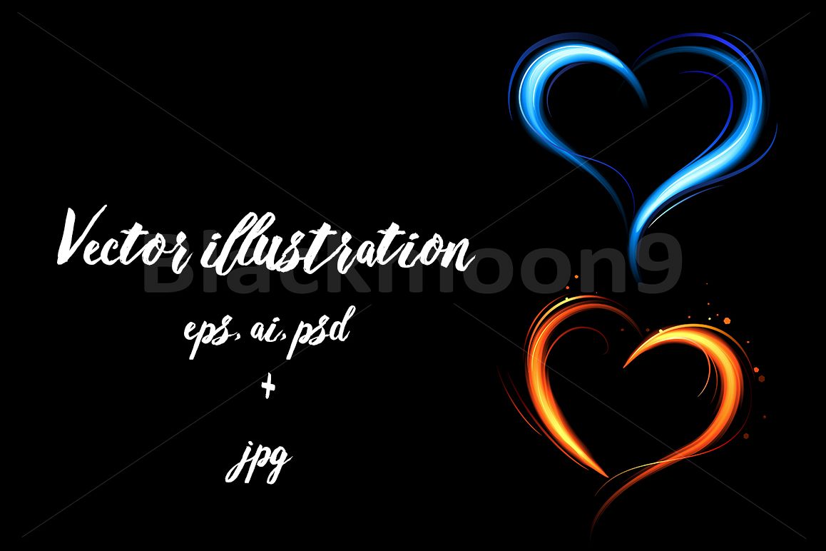 Hearts from red and blue fire example image 1