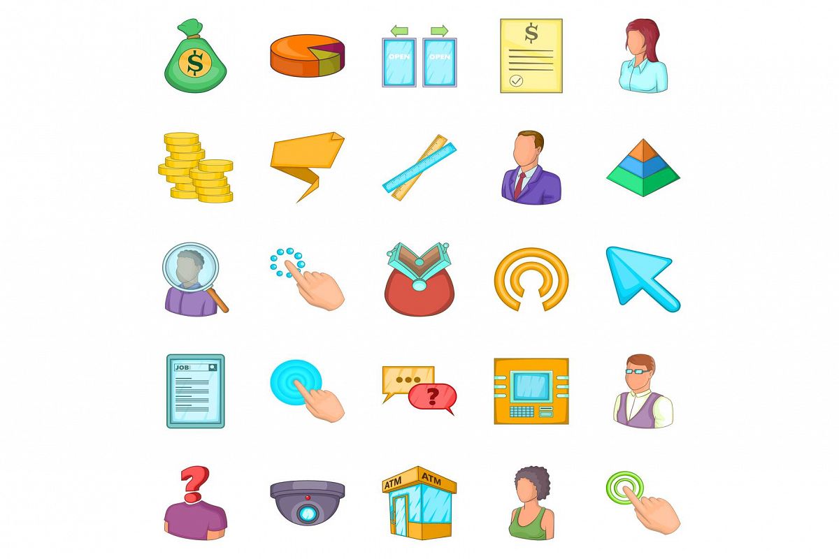 Salary icons set, cartoon style example image 1