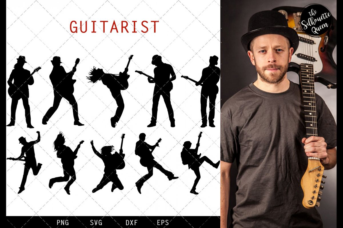 Guitar Player svg file, musician svg cut file example image 1