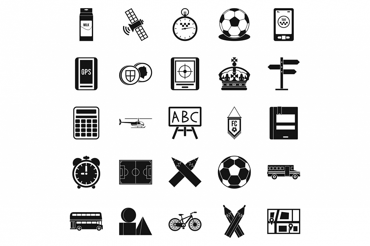 Motorbus icons set, simple style example image 1