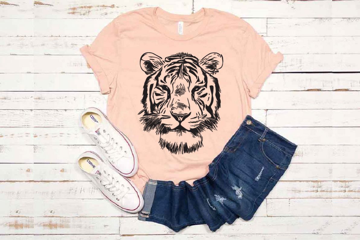 Tiger svg, Tiger Face, Stencil, Vector art, 1637s example image 1