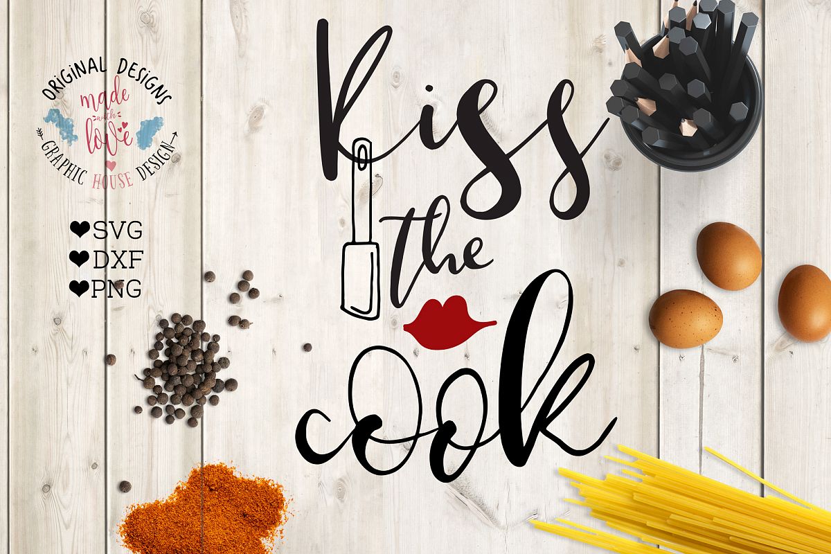 Kiss the Cook Cutting File (SVG, DXF, PNG) example image 1