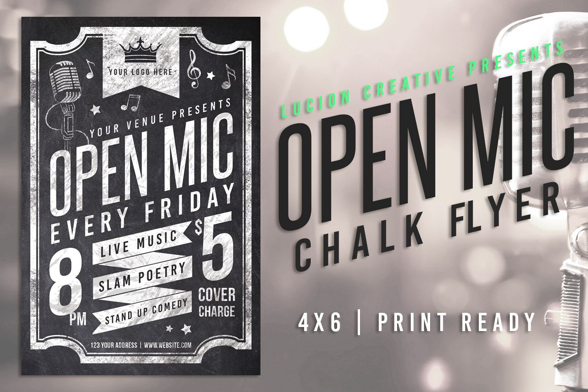 Chalk Open Mic Night Flyer example image 1