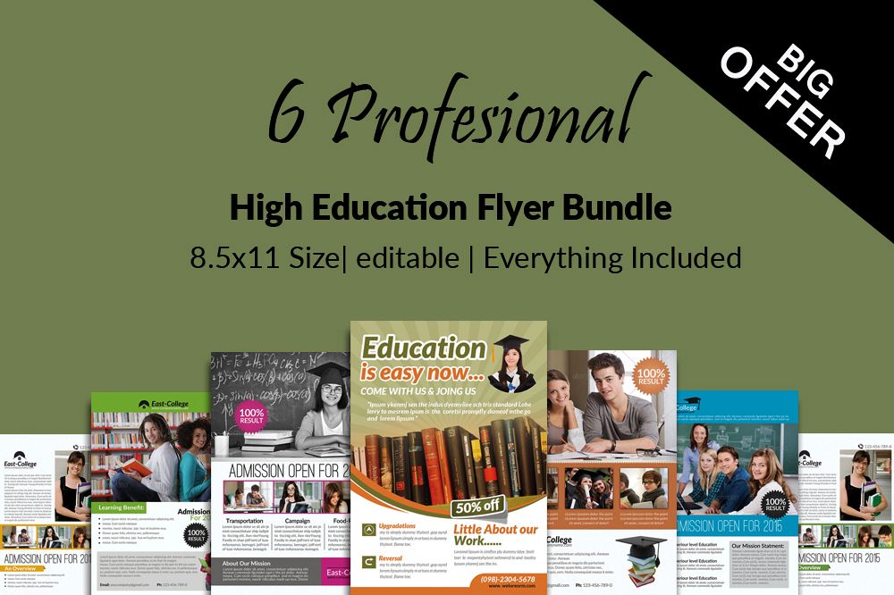 6 School Education Flyers Bundle example image 1