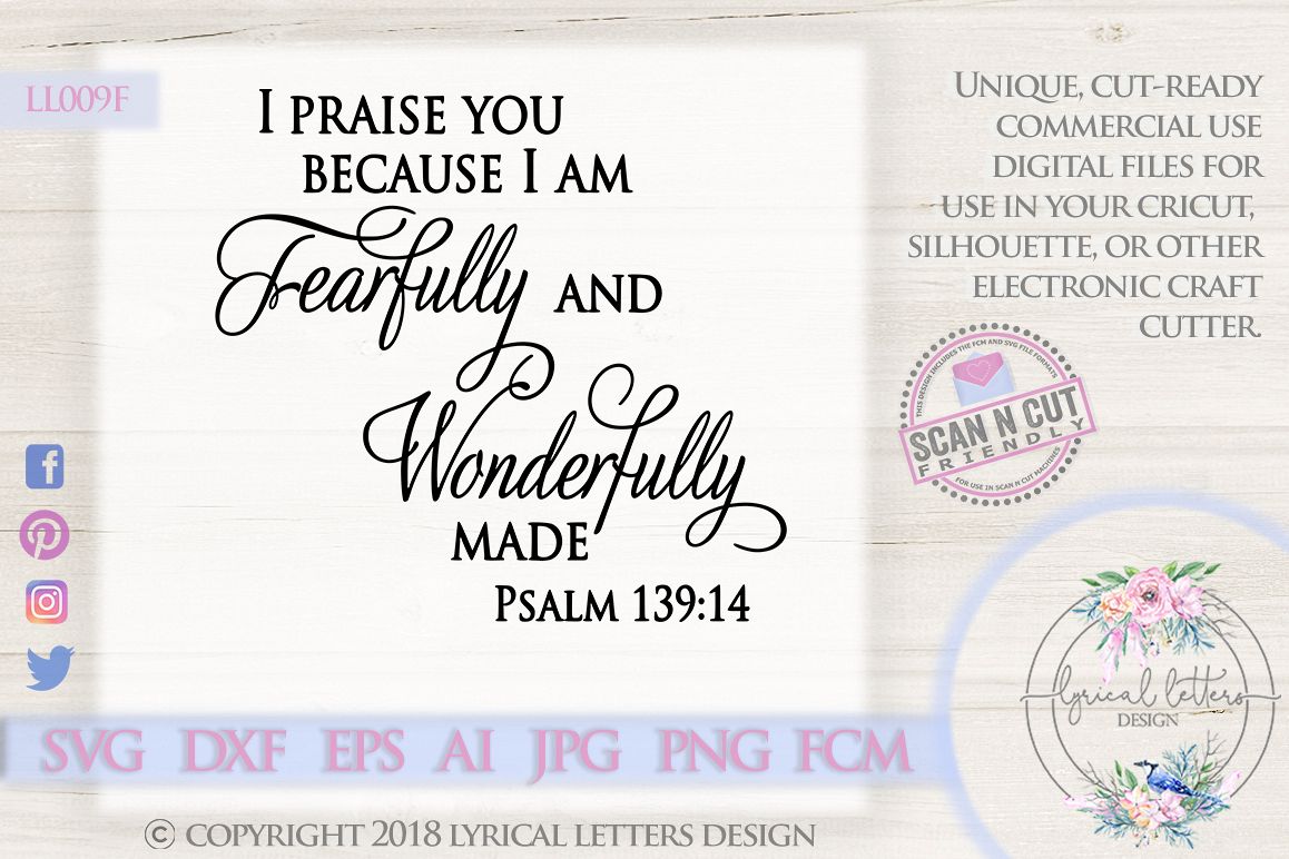 Fearfully and Wonderfully Made Psalm 139 SVG DXF LL009F example image 1