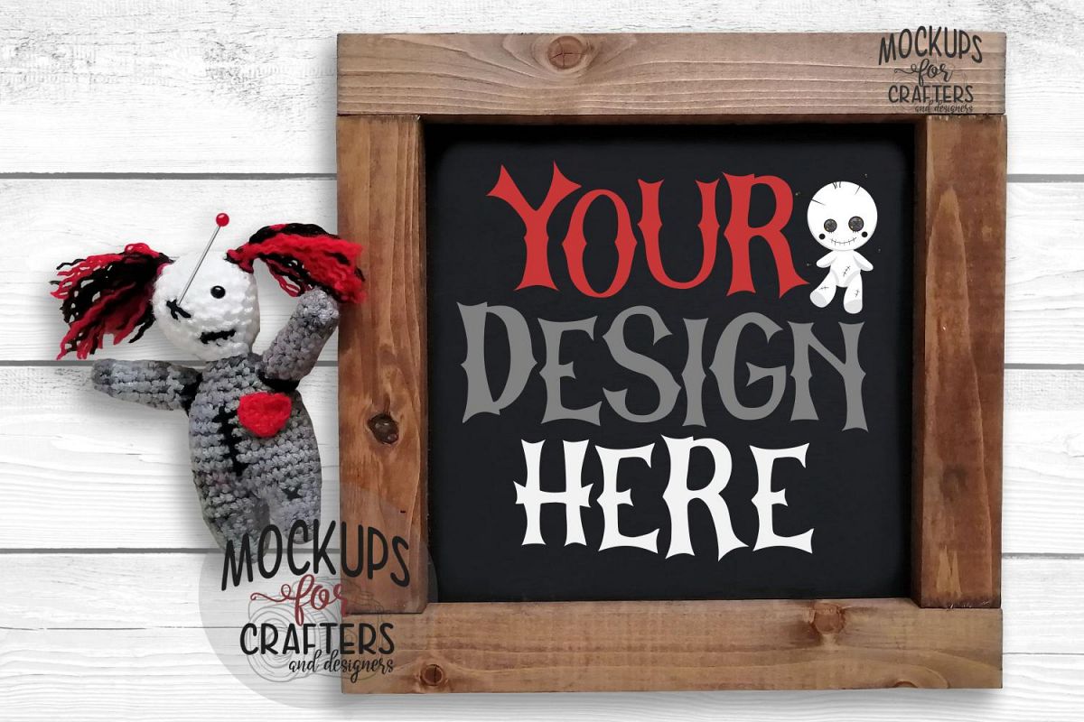 Wood Sign Mock-Up - square - Voodoo / Gothic theme example image 1
