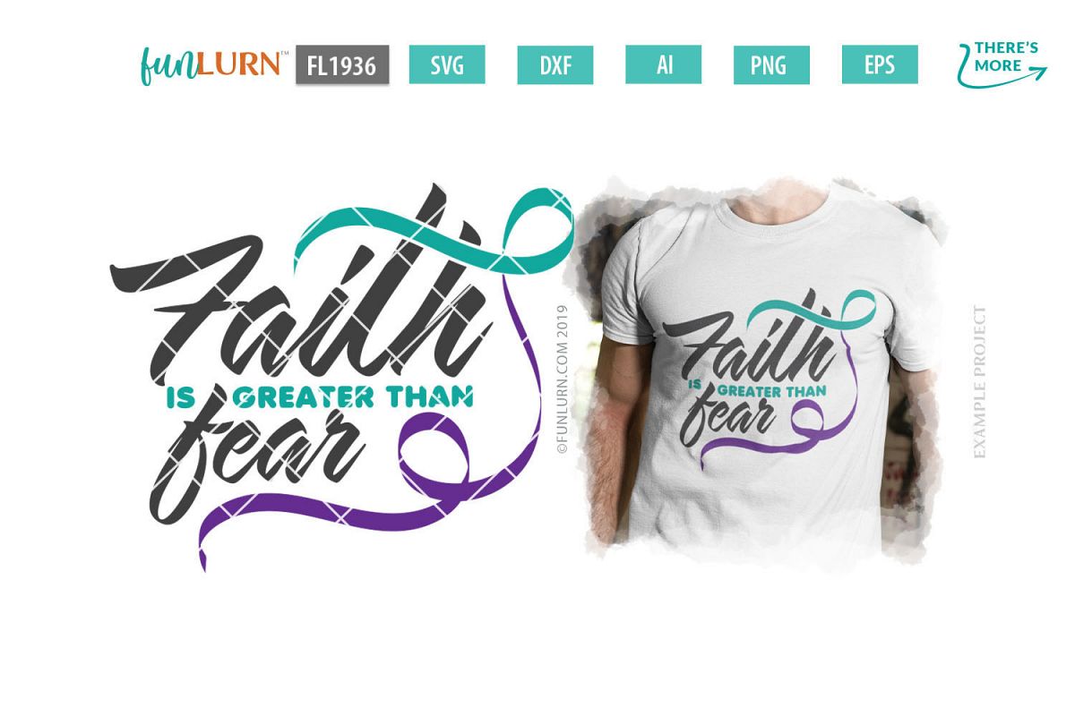 Faith is Greater Than Fear Teal and Purple Ribbon SVG example image 1