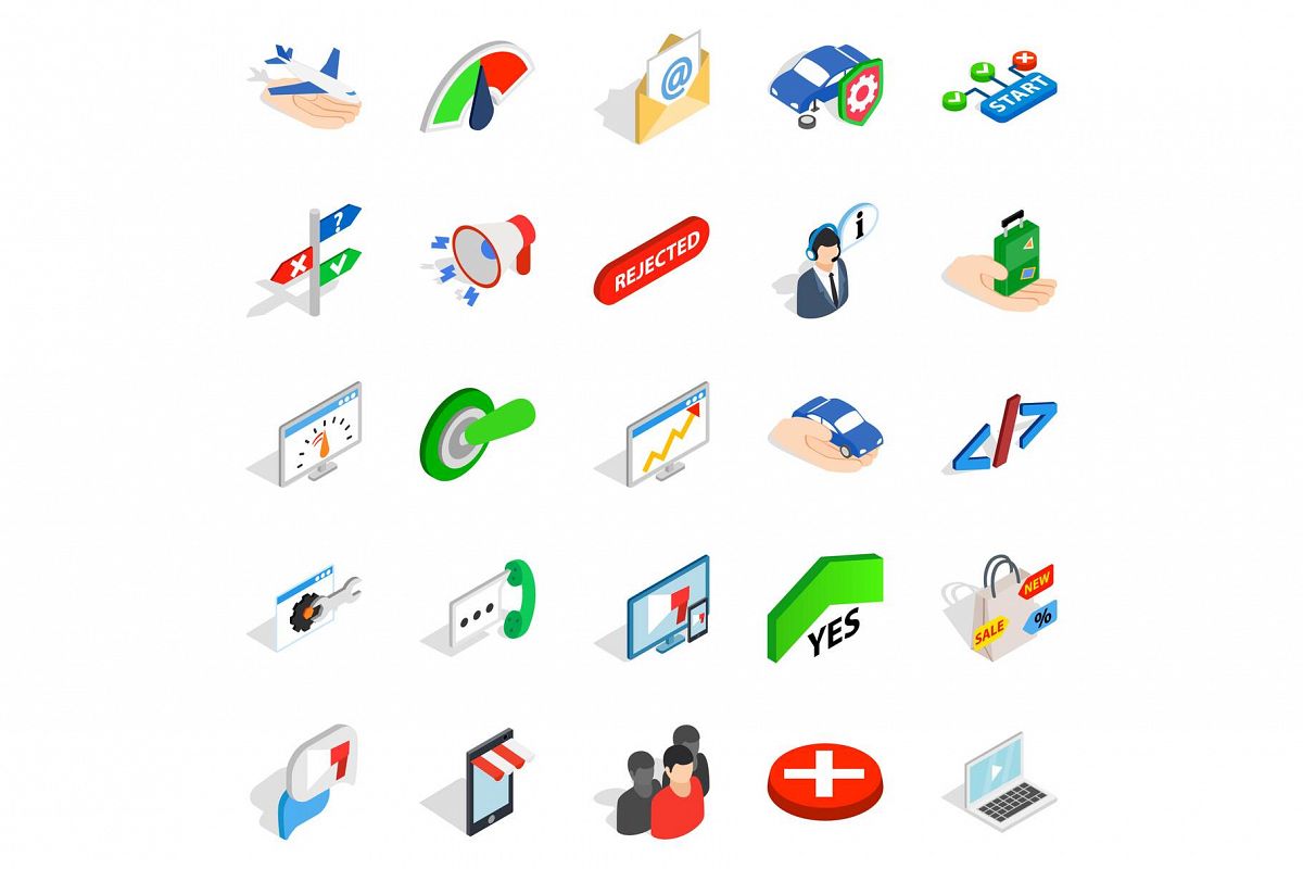 Manpower icons set, isometric style example image 1