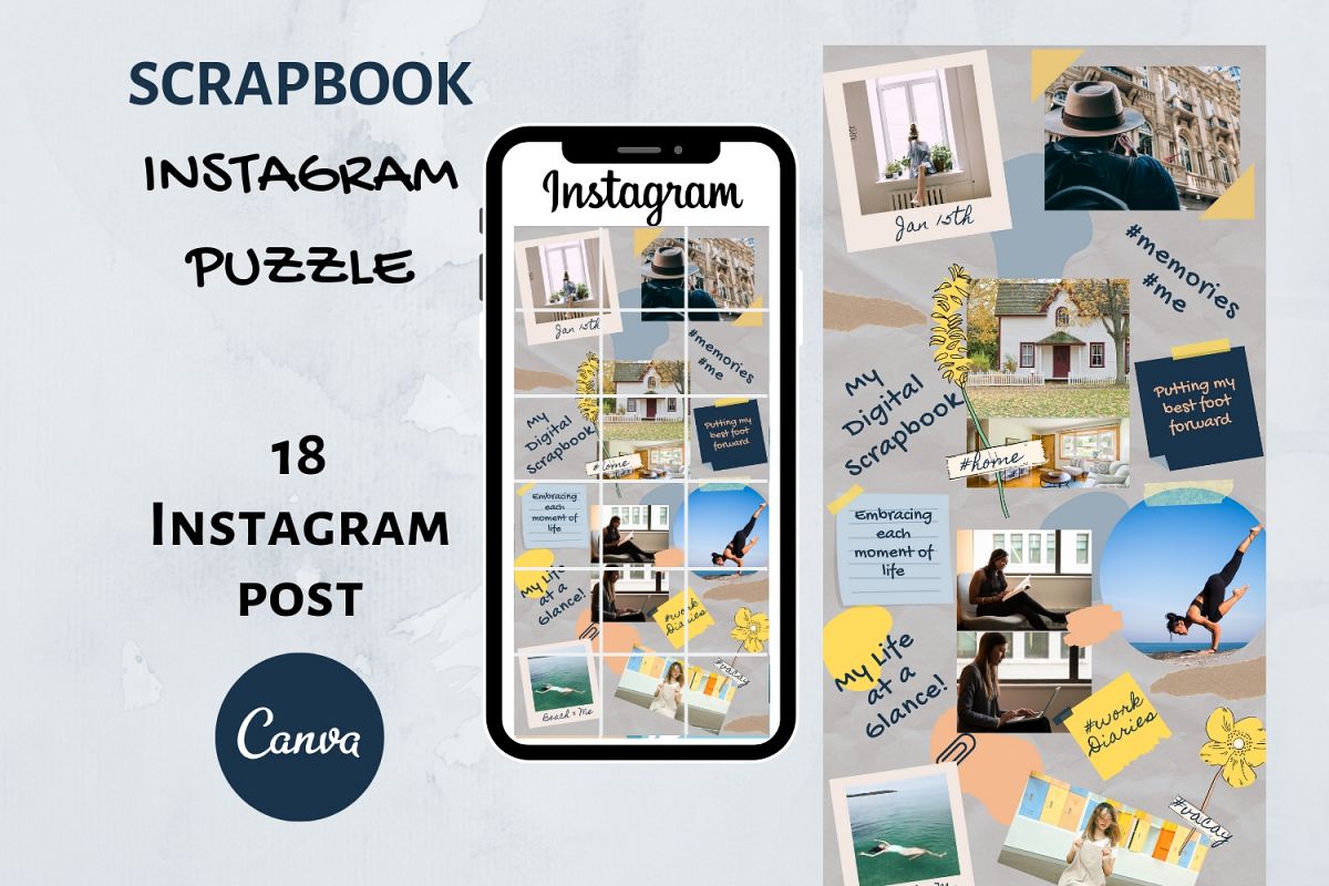 Instagram Puzzle Template Canva- My Scrapbook example image 1