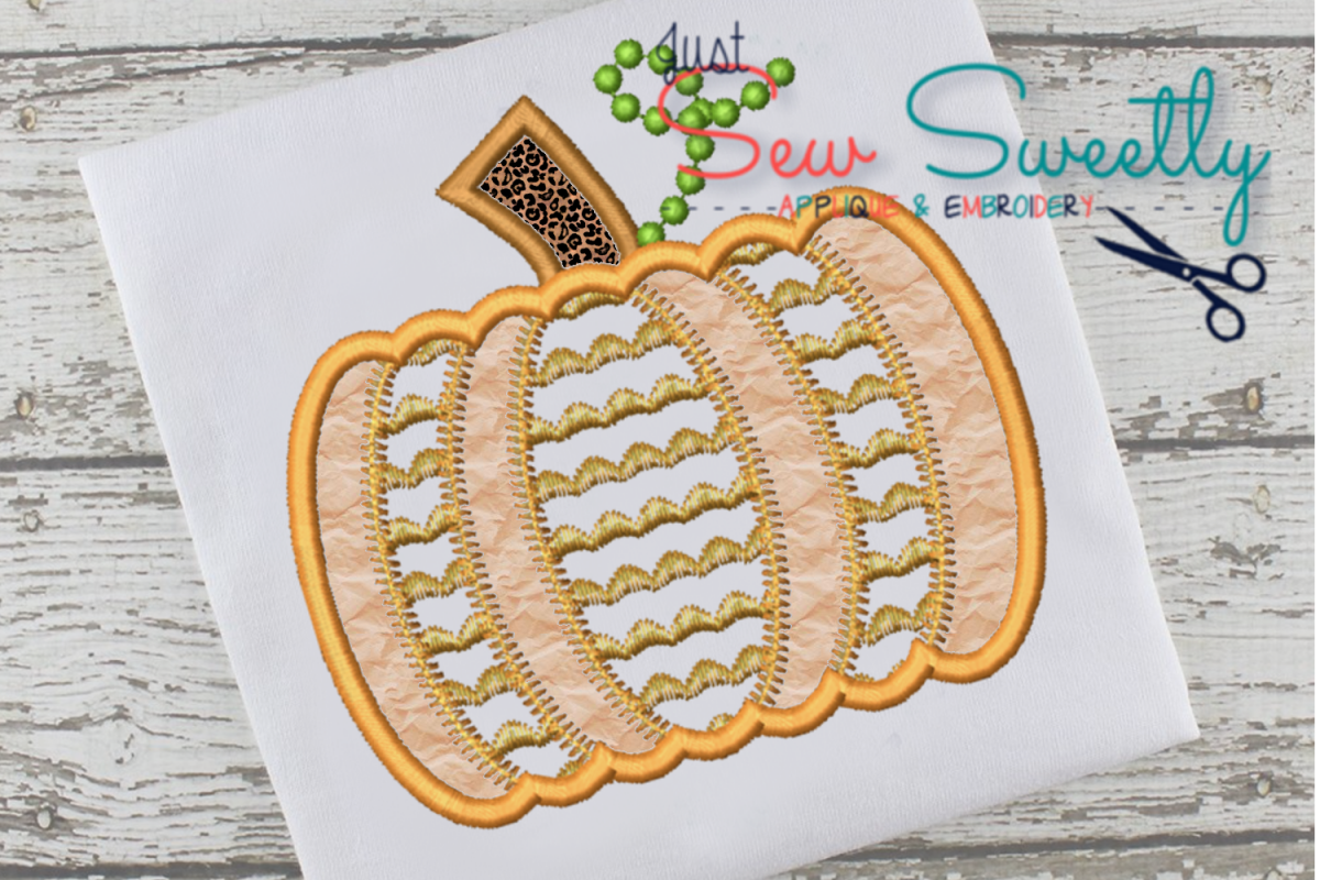 Thanksgiving Pumpkin Waves Sketch Applique Embroidery example image 1