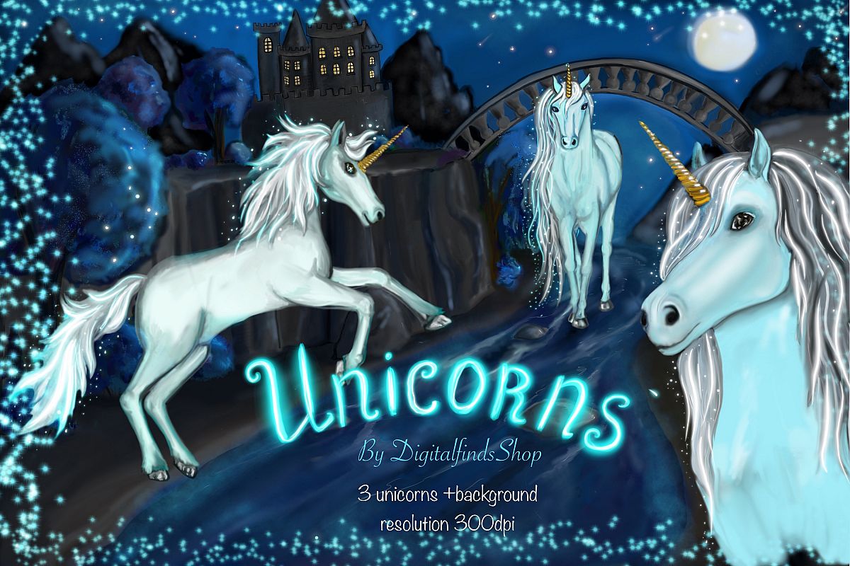 Unicorn clipart, fairy clipart, magic unicorn face clipart example image 1