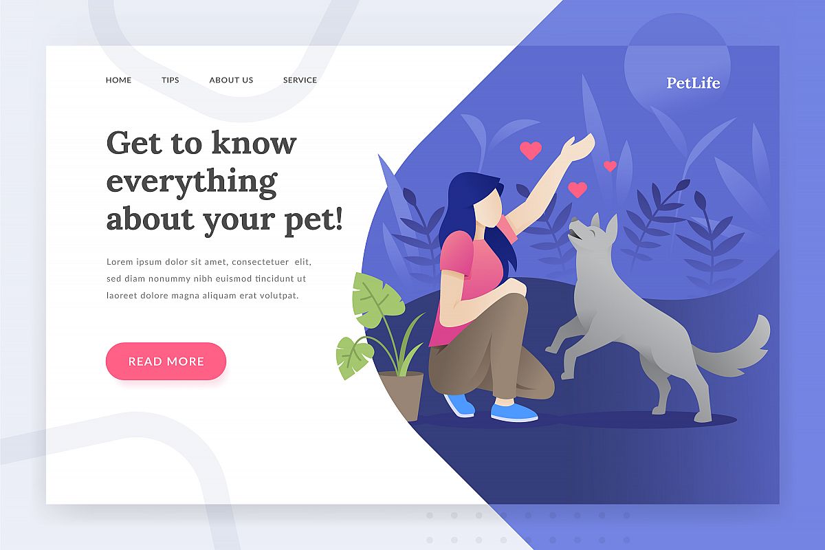 Pet life - landing page illustration example image 1