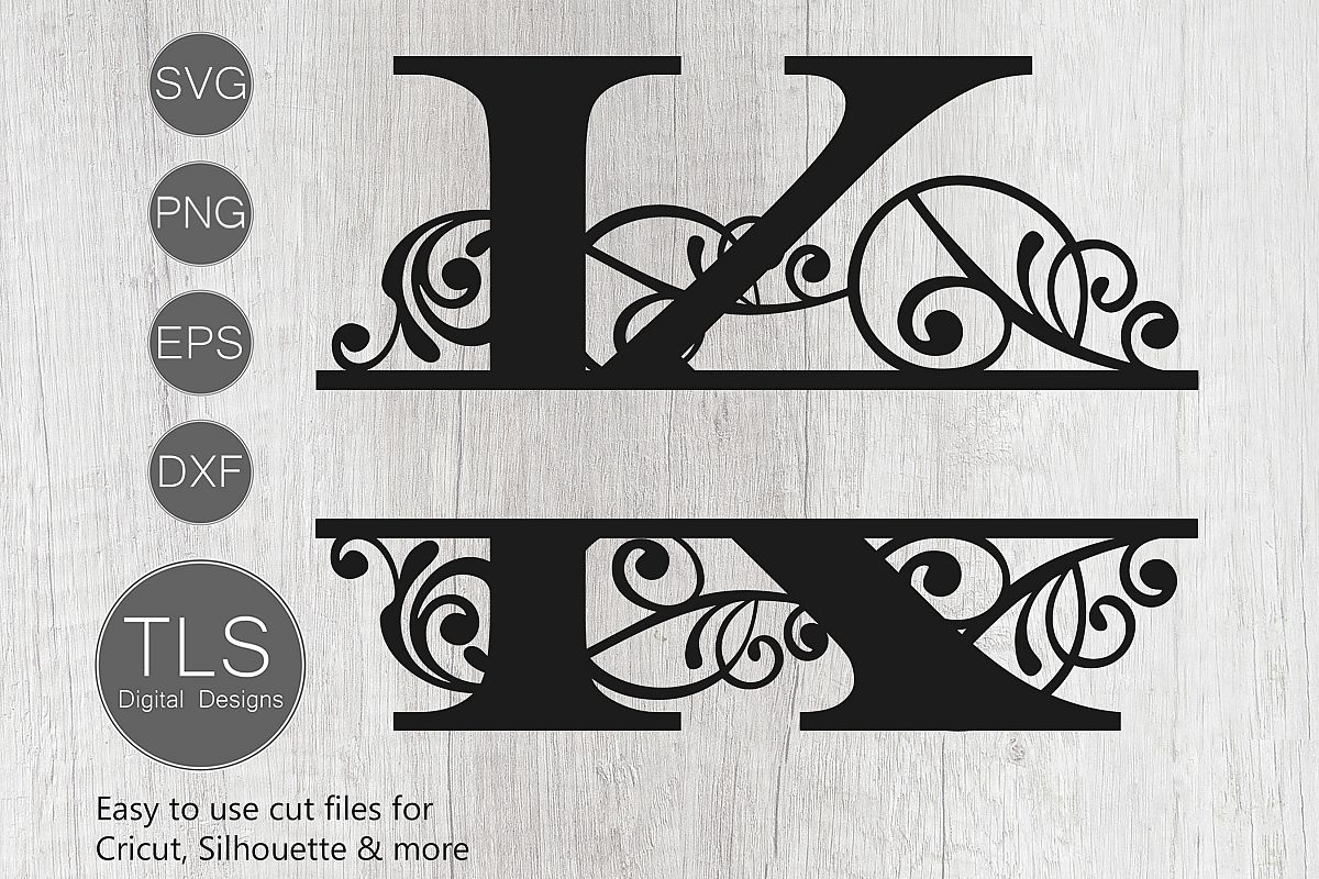 Split Monogram Letter K SVG, Letter K Monogram SVG, Letter