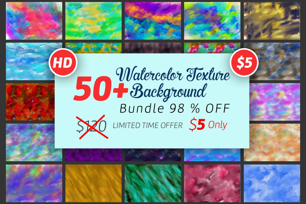 50 Watercolor Backgrounds Bundle example image 1
