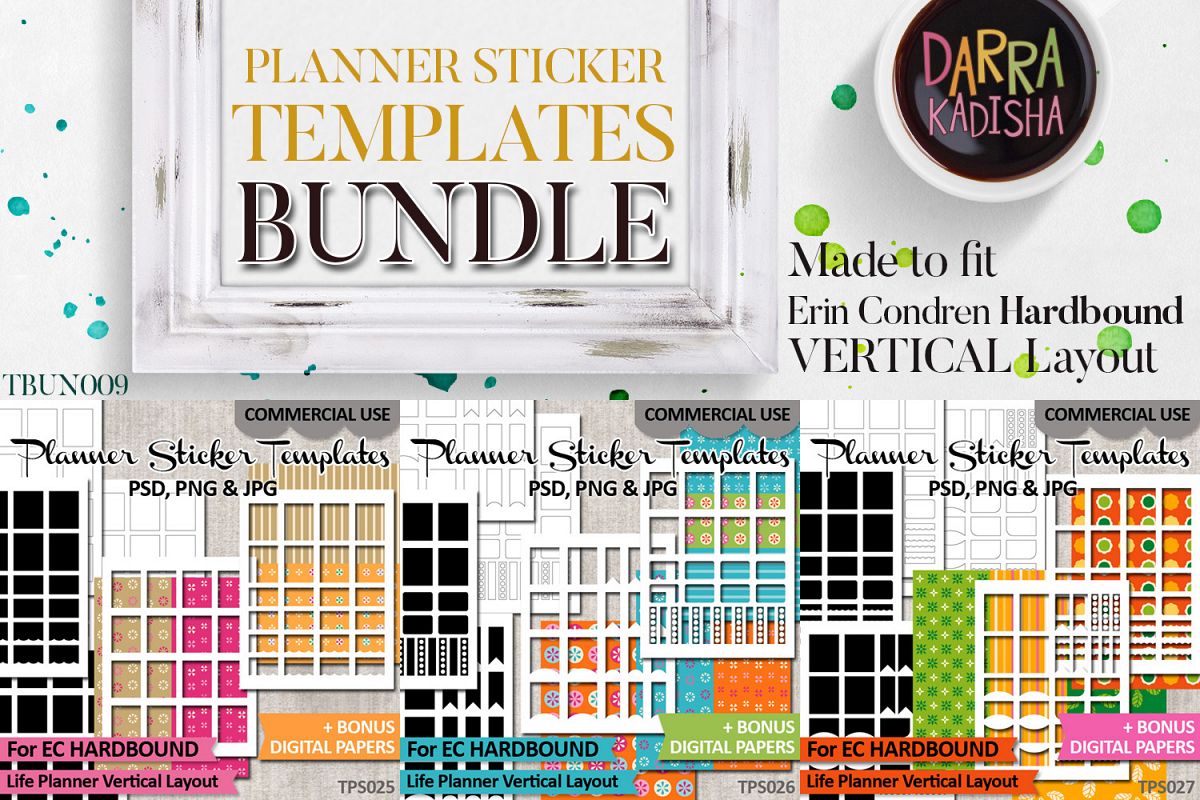 Templates Bundle Vol. 9 - EC Hardbound Planner Stickers example image 1