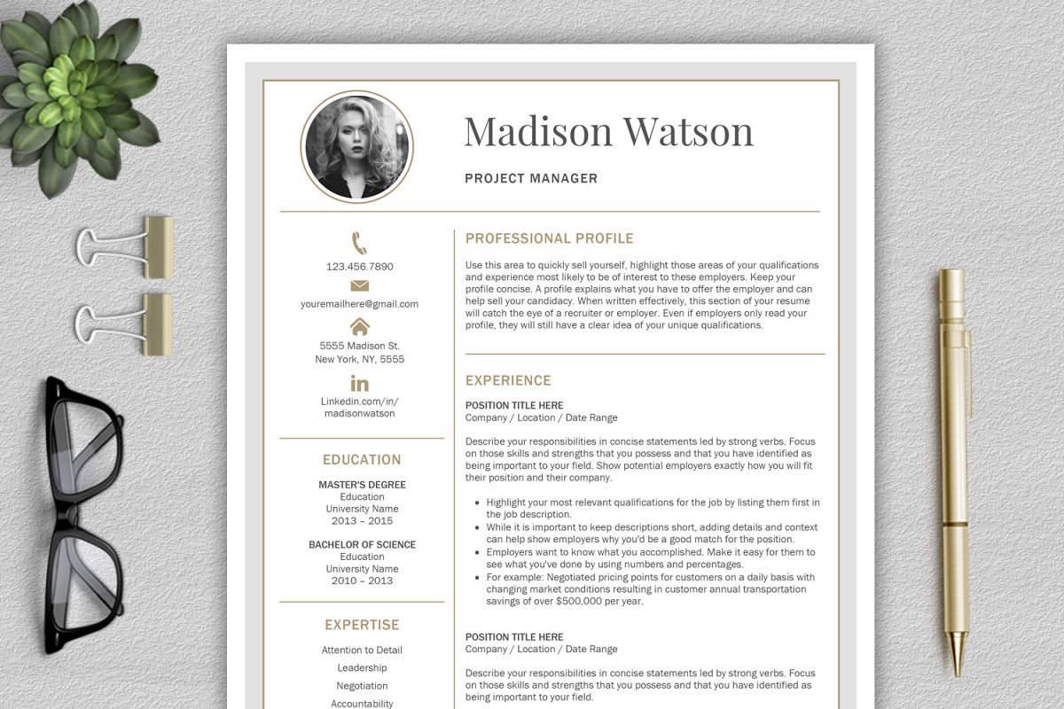 Professional Resume Template / CV Template / Resume for Word with Cover Letter example image 1