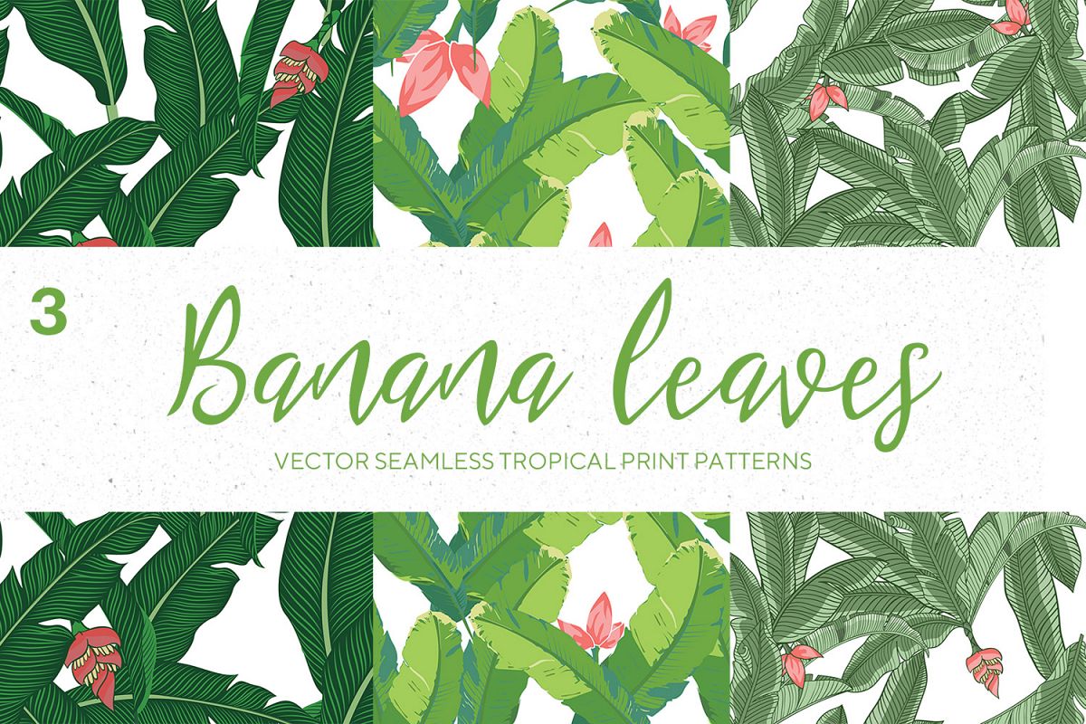Vector Banana Leaves Seamless Pattern example image 1