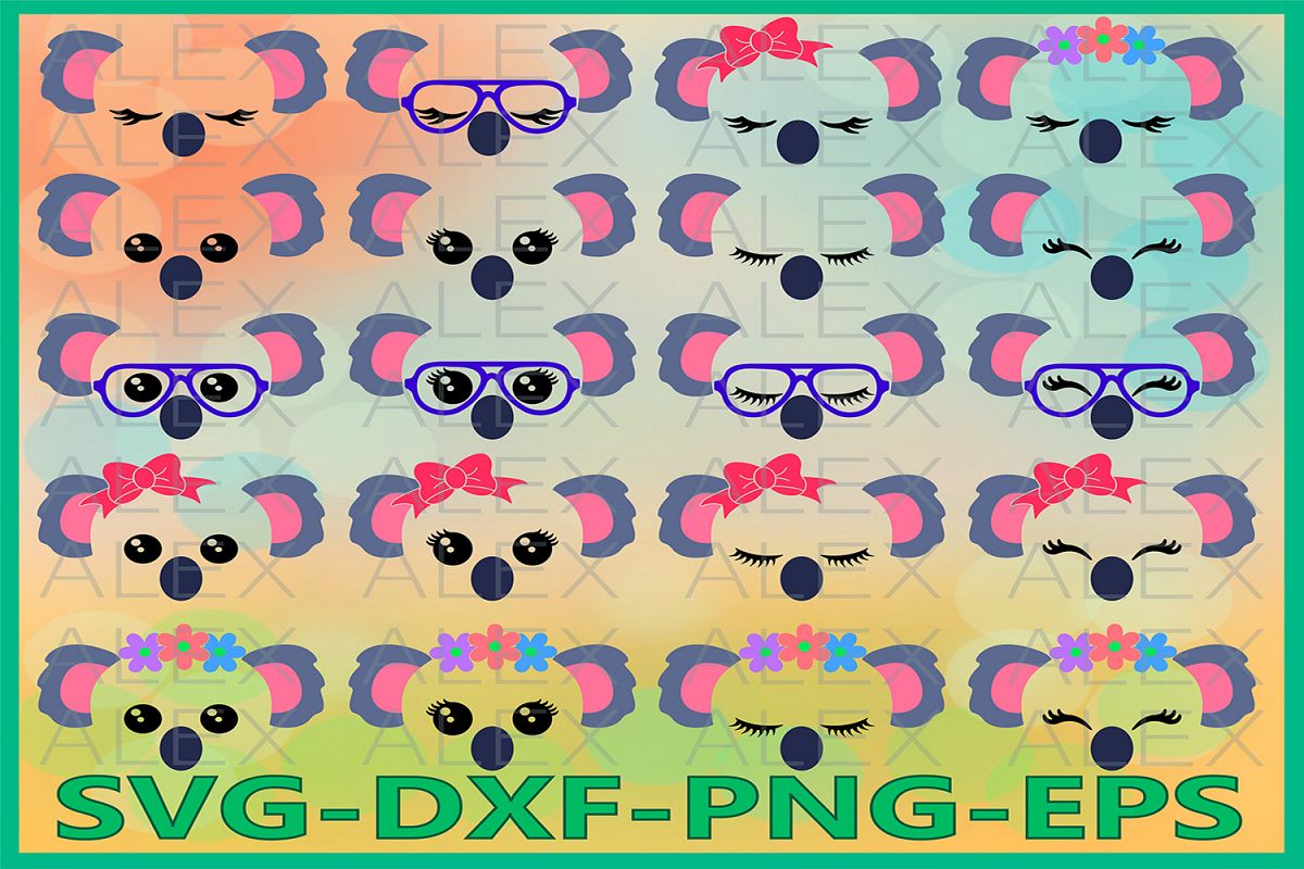 Koala Face Svg, Koala Svg, Animal face svg, Koala Eyelashes example image 1