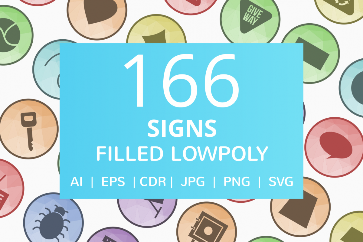 166 Sign Filled Low Poly Icons example image 1