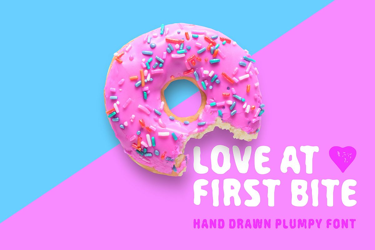 Love At First Bite - handcrafted sans serif font example image 1