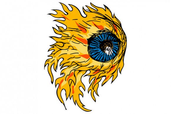 Flaming Eyeball On Fire Drawing example image 1
