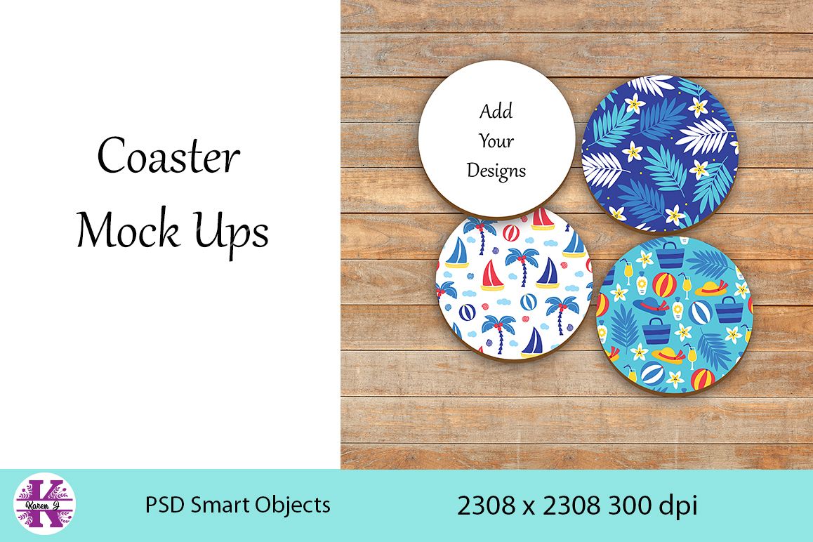 4 Coaster Mock Ups example image 1