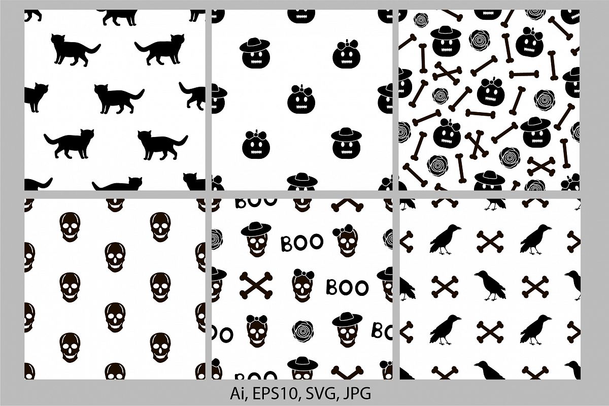 Halloween seamless patterns. Ai, EPS10, JPG, SVG example image 1