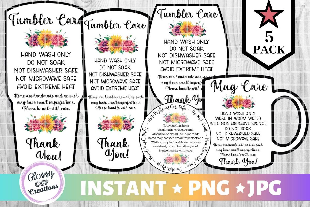 Cards Free Printable Tumbler Care Instructions / Tumbler Care