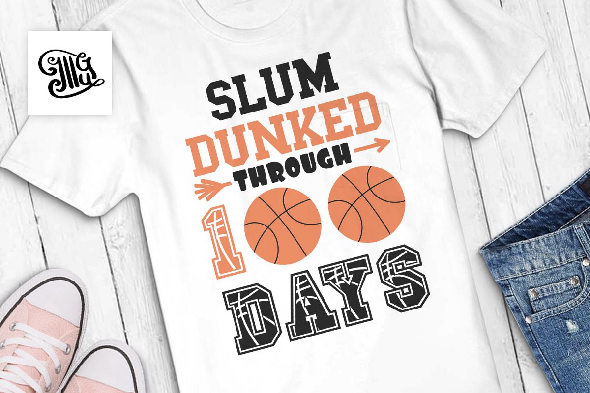 100 days of school basketball svg example image 1